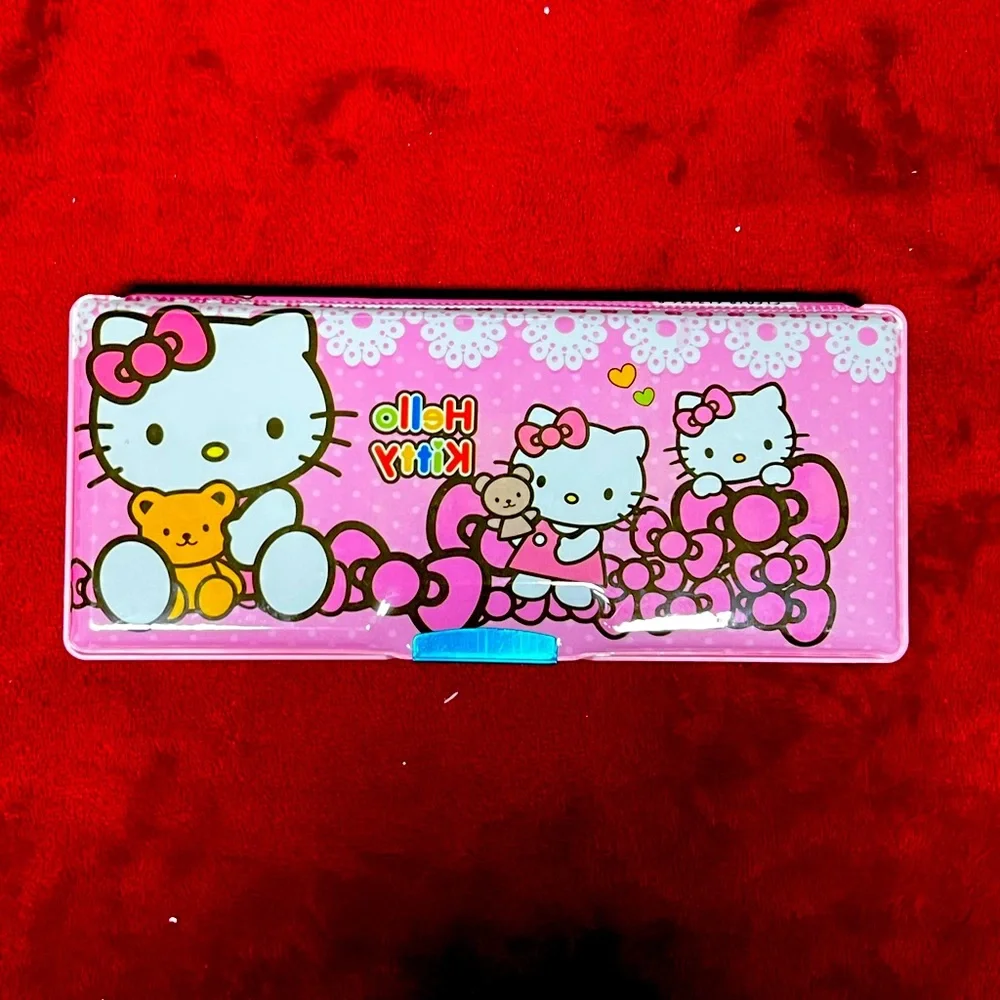 Hello Kitty see through magnetic pencil case and supplies gift set